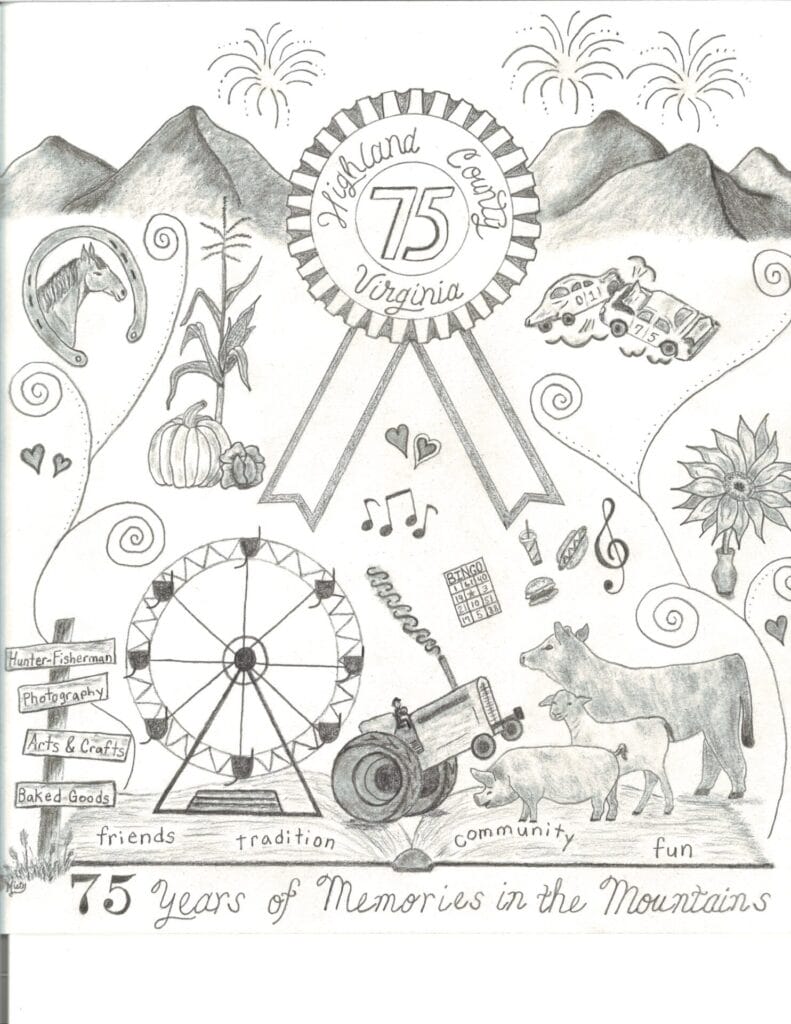 Highland County Virginia 75th anniversary illustration